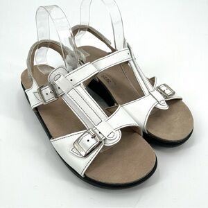 SAS Captiva T Strap Sandals 10N Narrow White Leather Open Toe Tripad Comfort